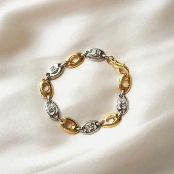 Vintage Gianni Versace Medusa Oval Two-Tone Bracelet - Picture 1 of 6